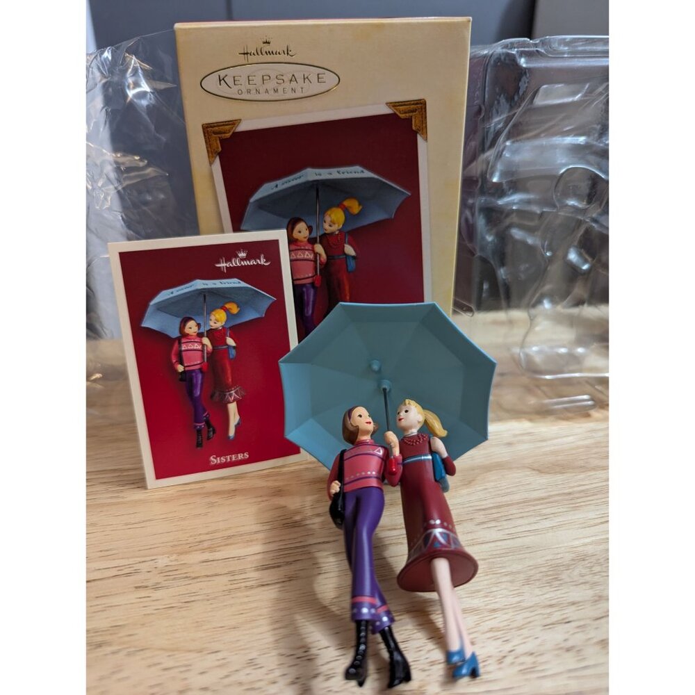Hallmark‎ Keepsake Sisters umbrellla ornmanet Julia Forsyth 2005